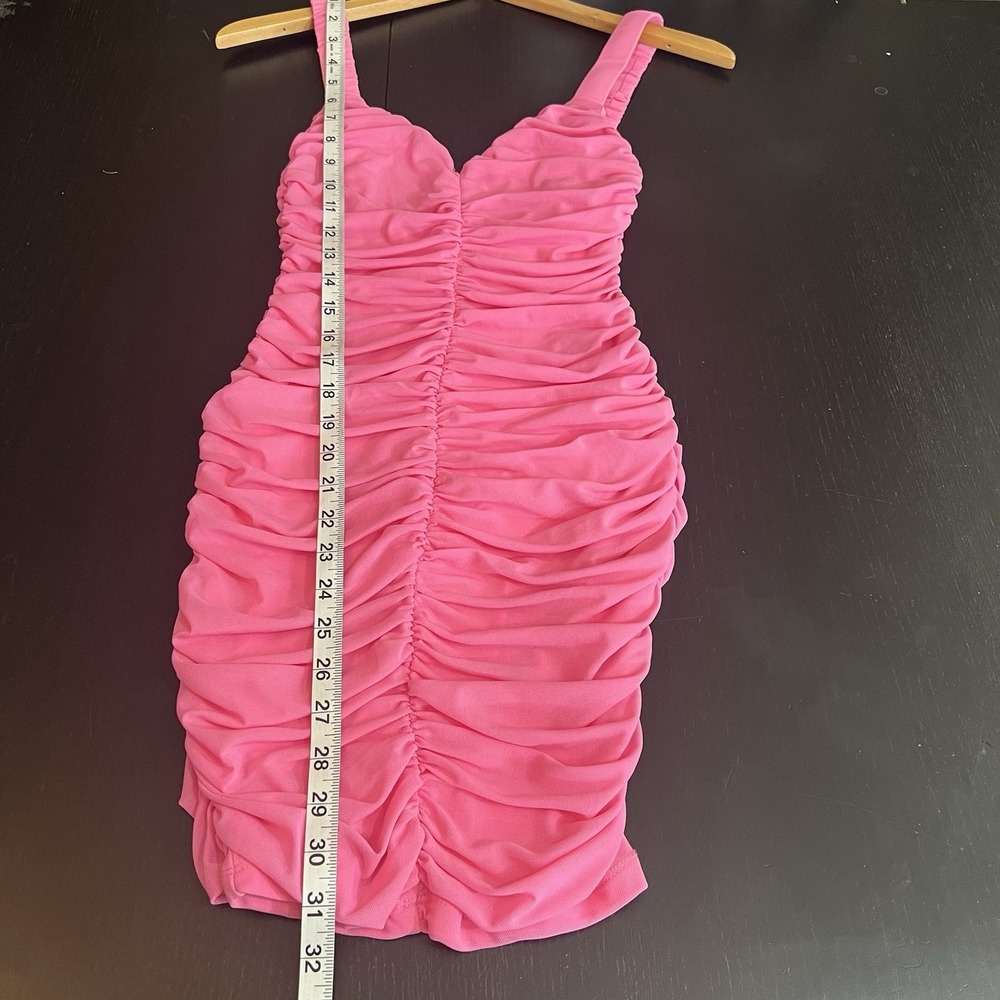 HELLO MOLLY Let's Celebrate Mini Dress Size S 4 Pink Ruched Bodycon Barbie NEW - Picture 13 of 13